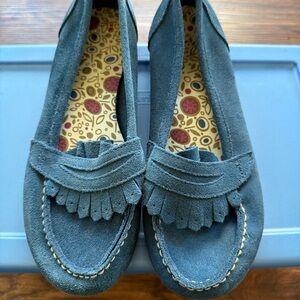 Predictions Suede Moccasin Loafers – Fringe Kiltie Detail Flats, Blue, Size 6.5